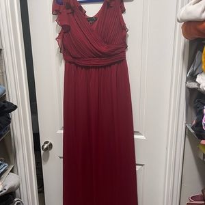 Plus Size Ruched Bodice Formal Evening Dresses with Ruffles Sleeves